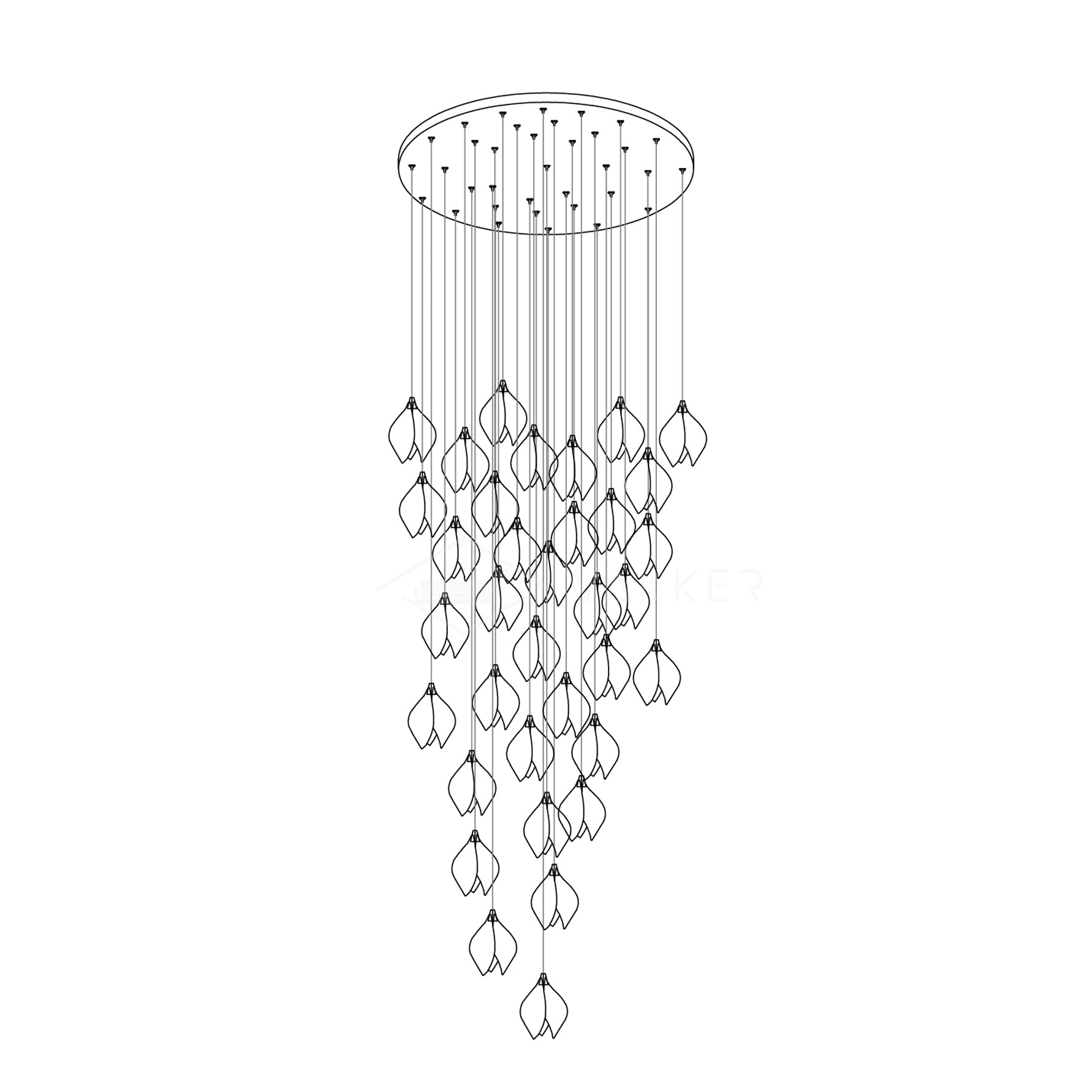 Lustra Pendant Lamp White Floral Ceramic