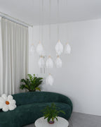 Lustra Pendant Lamp White Floral Ceramic