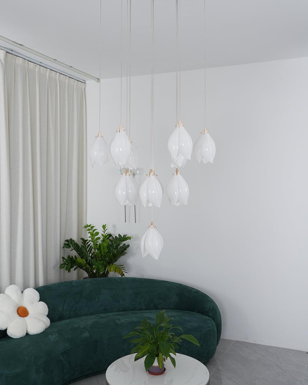 Lustra Pendant Lamp White Floral Ceramic