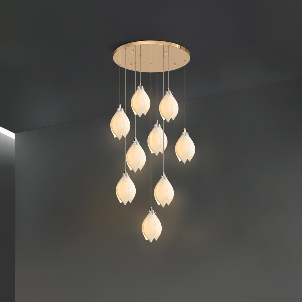 Lustra Pendant Lamp White Floral Ceramic