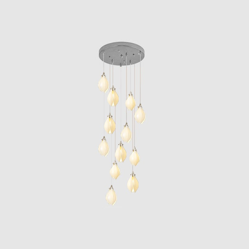 Lustra Pendant Lamp White Floral Ceramic