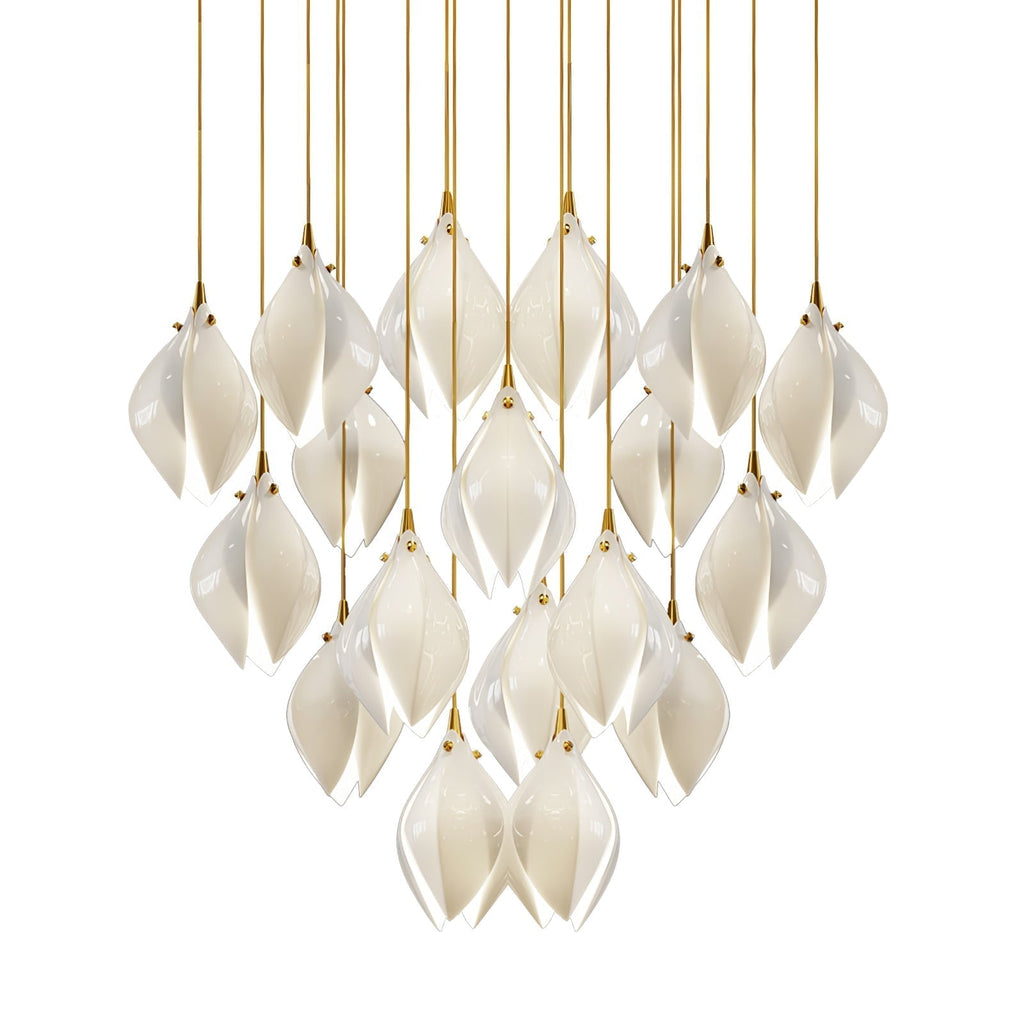 Lustra Pendant Lamp White Floral Ceramic
