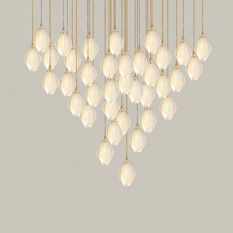Lustra Pendant Lamp White Floral Ceramic