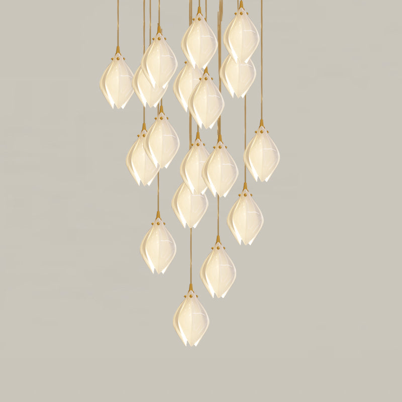 Lustra Pendant Lamp White Floral Ceramic