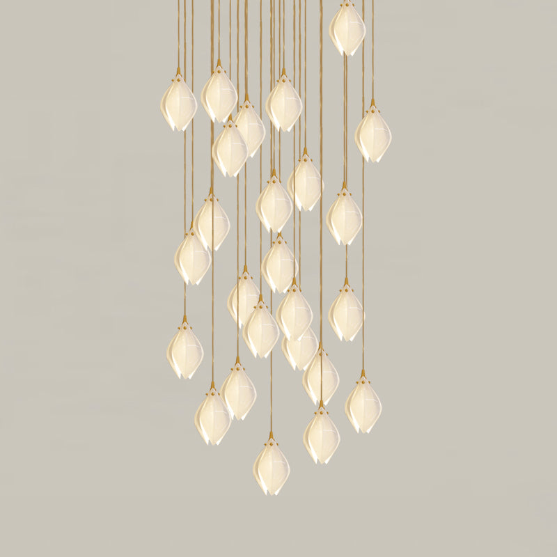 Lustra Pendant Lamp White Floral Ceramic