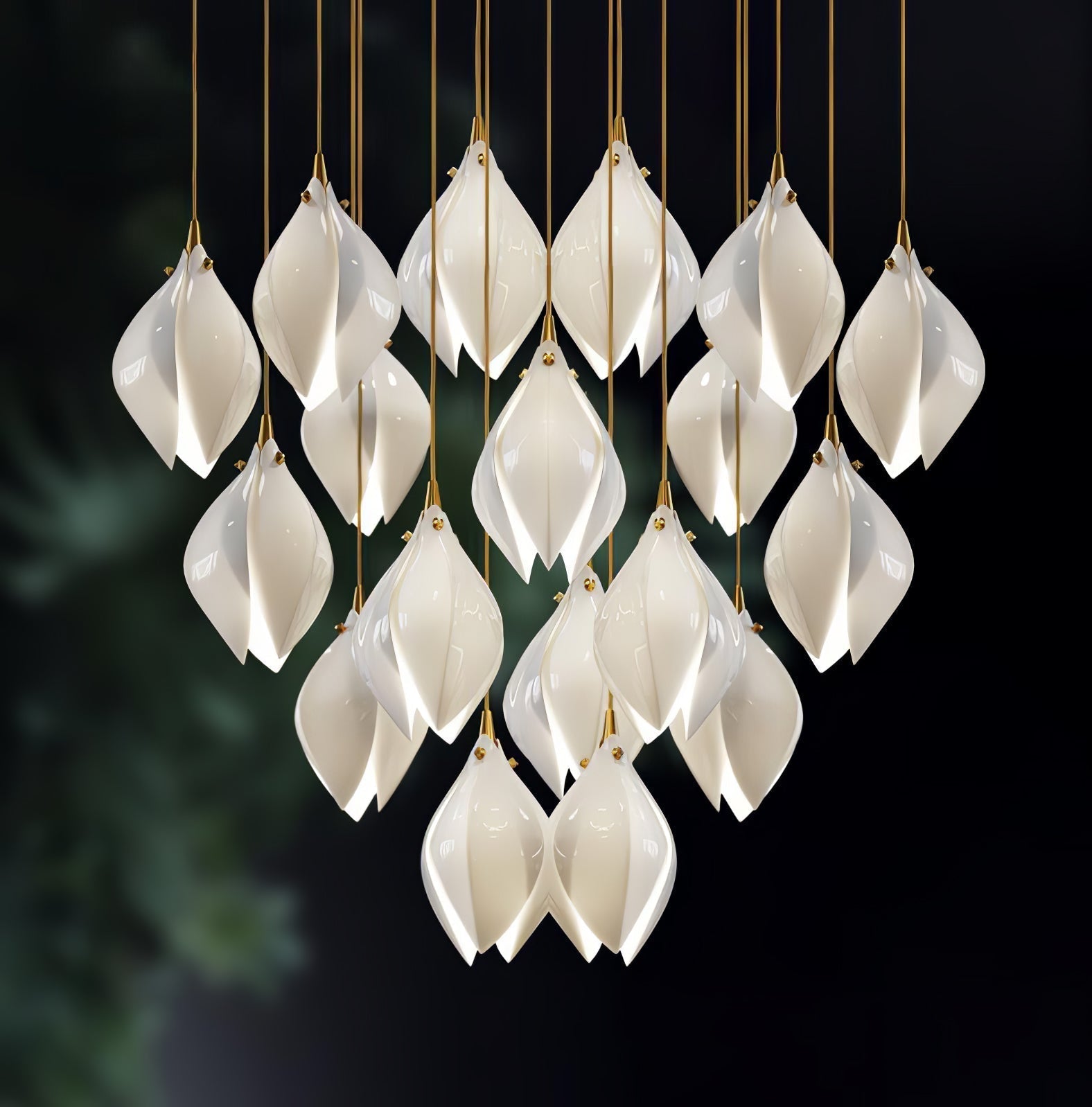Lustra Pendant Lamp White Floral Ceramic