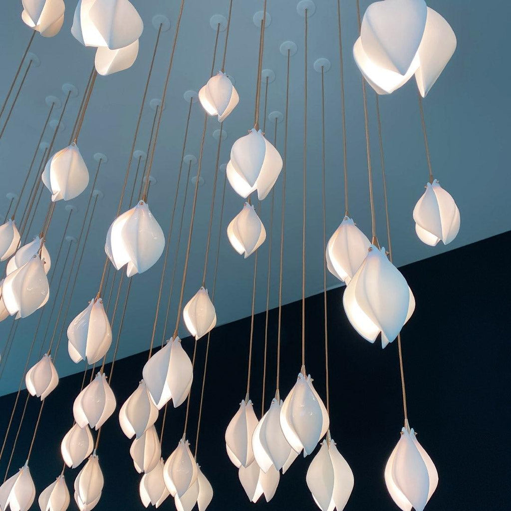 Lustra Pendant Lamp White Floral Ceramic