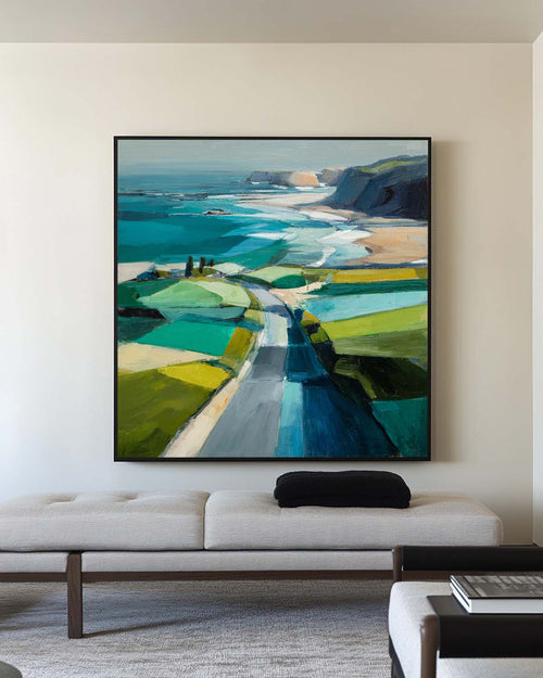 Abstract Coastal Road Oil Painting