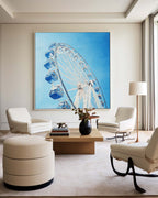 Gondolas Against Sky-Blue Background Oil Painting
