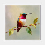Vibrant Hummingbird Painting Impressionist Bird