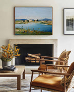 Mediterranean Lakeside Village Oil Paintin