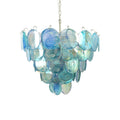 Aurora Chandelier Blue Murano Glass Disc Elegant