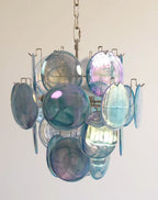 Aurora Chandelier Blue Murano Glass Disc Vintage