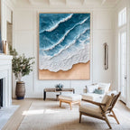 Ocean Waves Coastal Beach Oil Painting