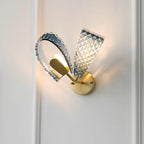 Wall Lamp Blue Ribbed Glass Ribbons Brass