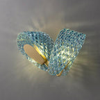 Wall Lamp Blue Ribbed Glass Ribbons Brass