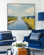 Textured Canal Landscape Oil Painting