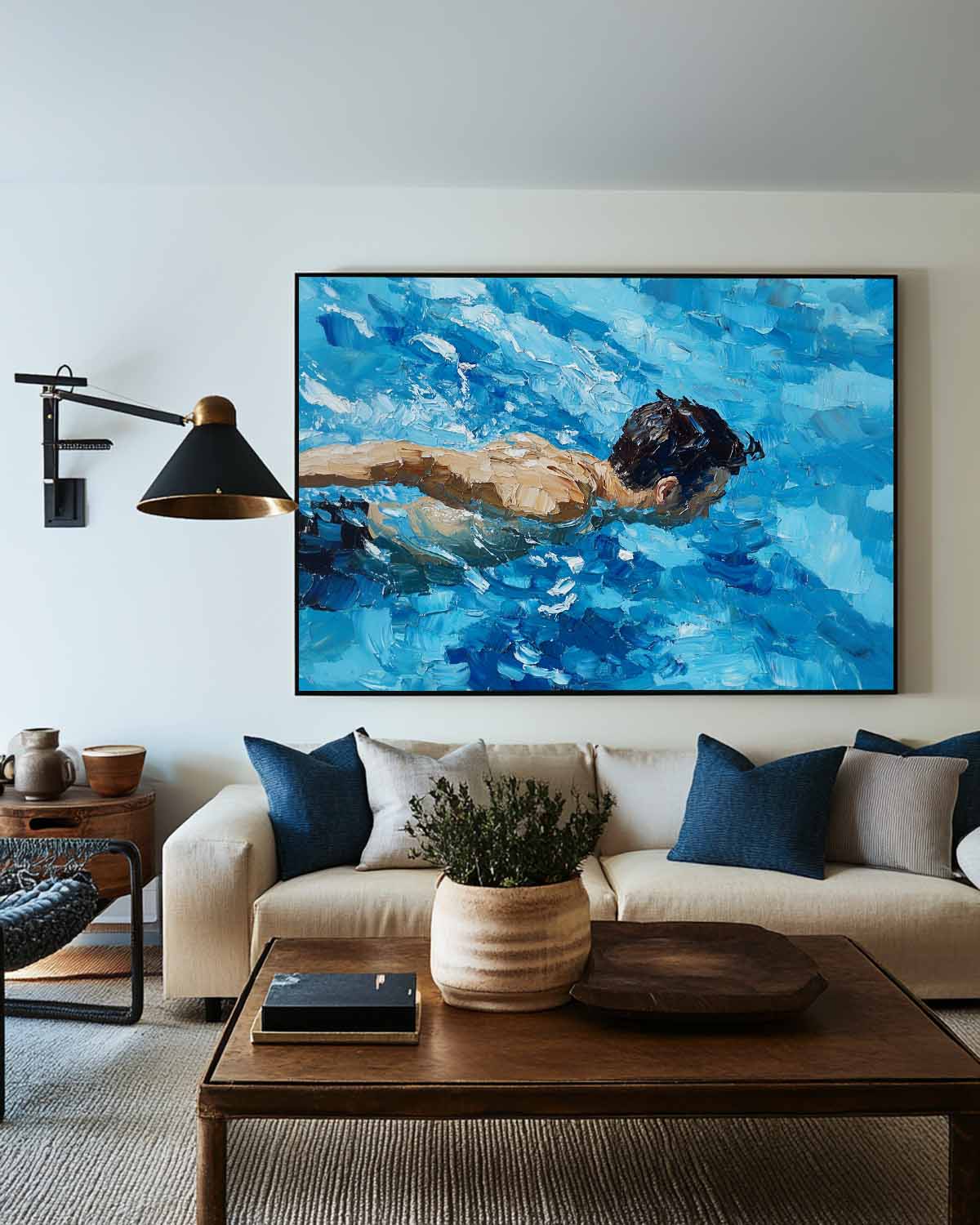 Blue Pool Dynamic Oil Painting
