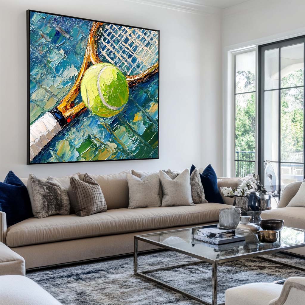 Tennis Ball and Racket Sports Art Oil Painting