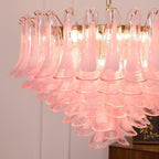 Aurora Chandelier Blush Pink Murano Glass Petals Elegant