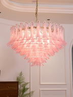 Aurora Chandelier Blush Pink Murano Glass Petals Elegant