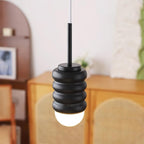 Pendant Light Ribbed Ceramic  Brass Midcentury