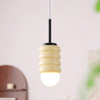 Pendant Light Ribbed Ceramic  Brass Midcentury