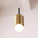 Pendant Light Ribbed Ceramic  Brass Midcentury