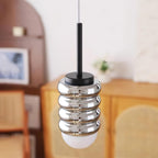 Pendant Light Ribbed Ceramic  Brass Midcentury