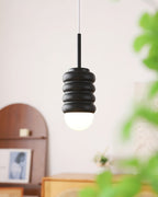 Pendant Light Ribbed Ceramic  Brass Midcentury