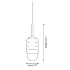Pendant Light Ribbed Ceramic  Brass Midcentury