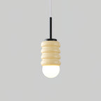 Pendant Light Ribbed Ceramic  Brass Midcentury