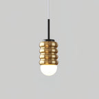 Pendant Light Ribbed Ceramic  Brass Midcentury