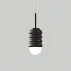 Pendant Light Ribbed Ceramic  Brass Midcentury