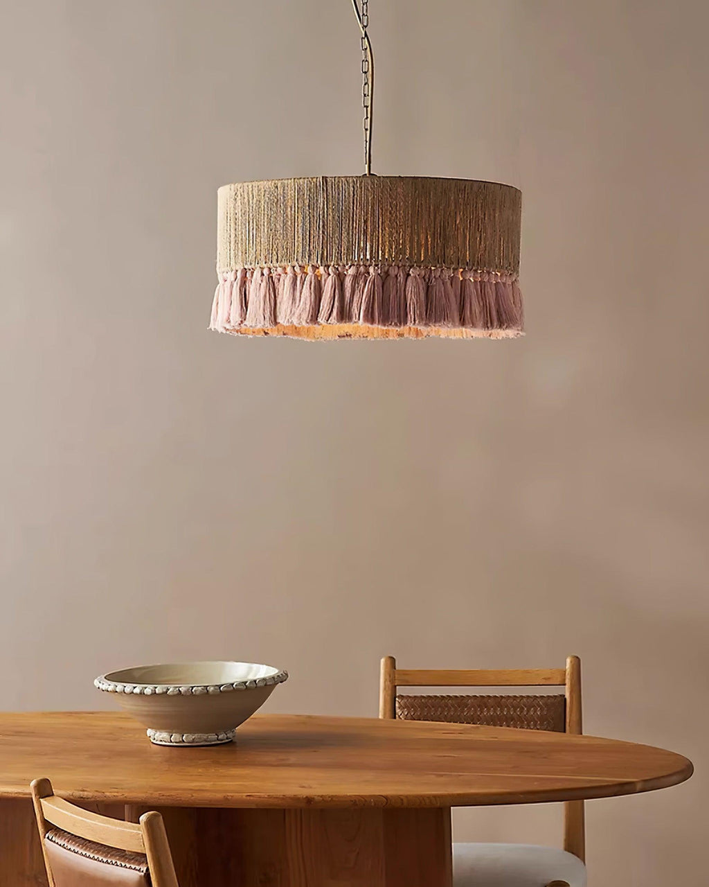 Pendant Lamp Cotton Yarn Shade Ruffled Fringe Boho Handmade