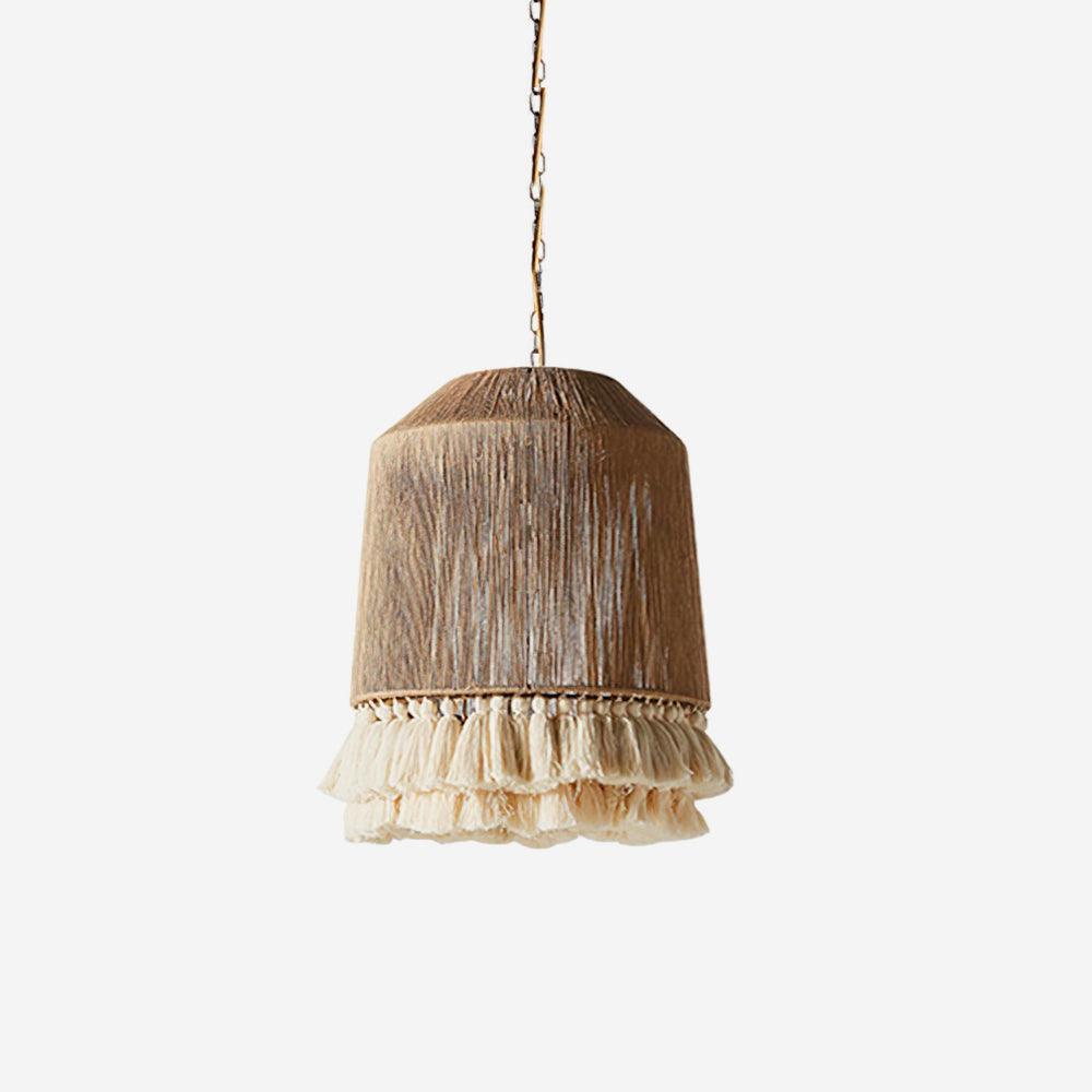 Pendant Lamp Cotton Yarn Shade Ruffled Fringe Boho Handmade