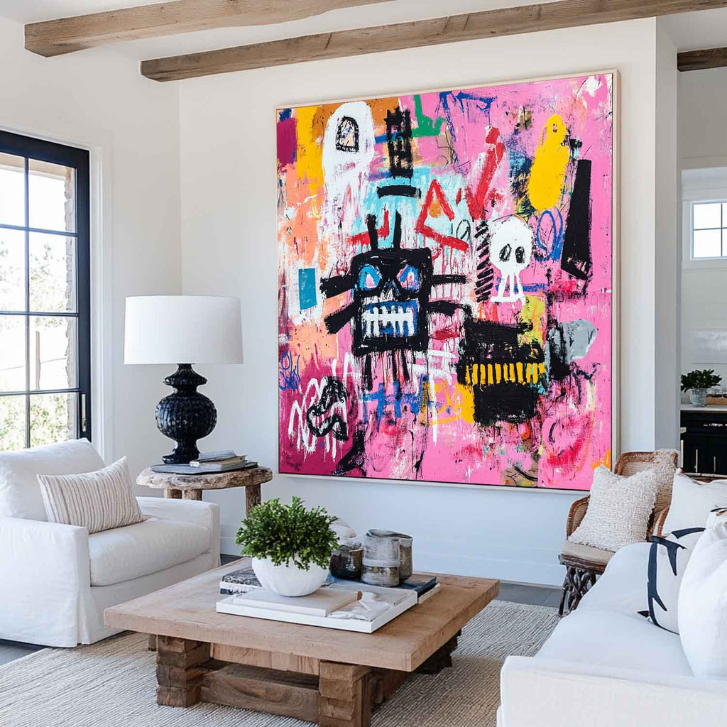 Pink Graffiti Abstract Expressionist Painting