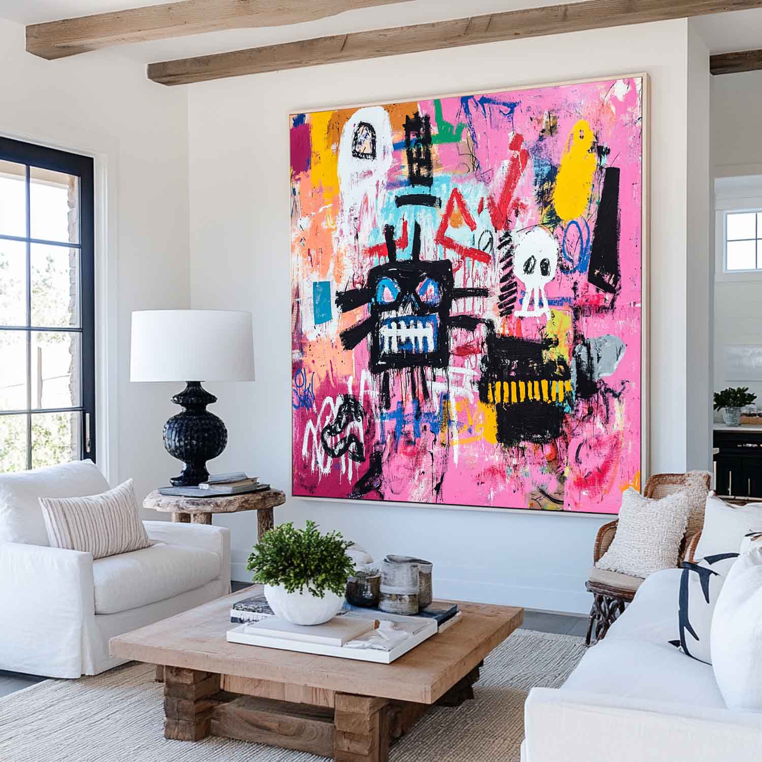 Pink Graffiti Abstract Expressionist Painting