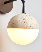 Ritta Wall Lamp Travertine & Hemisphere
