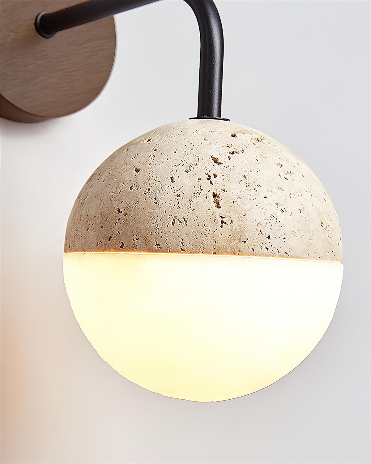 Ritta Wall Lamp Travertine & Hemisphere