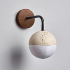 Ritta Wall Lamp Travertine & Hemisphere