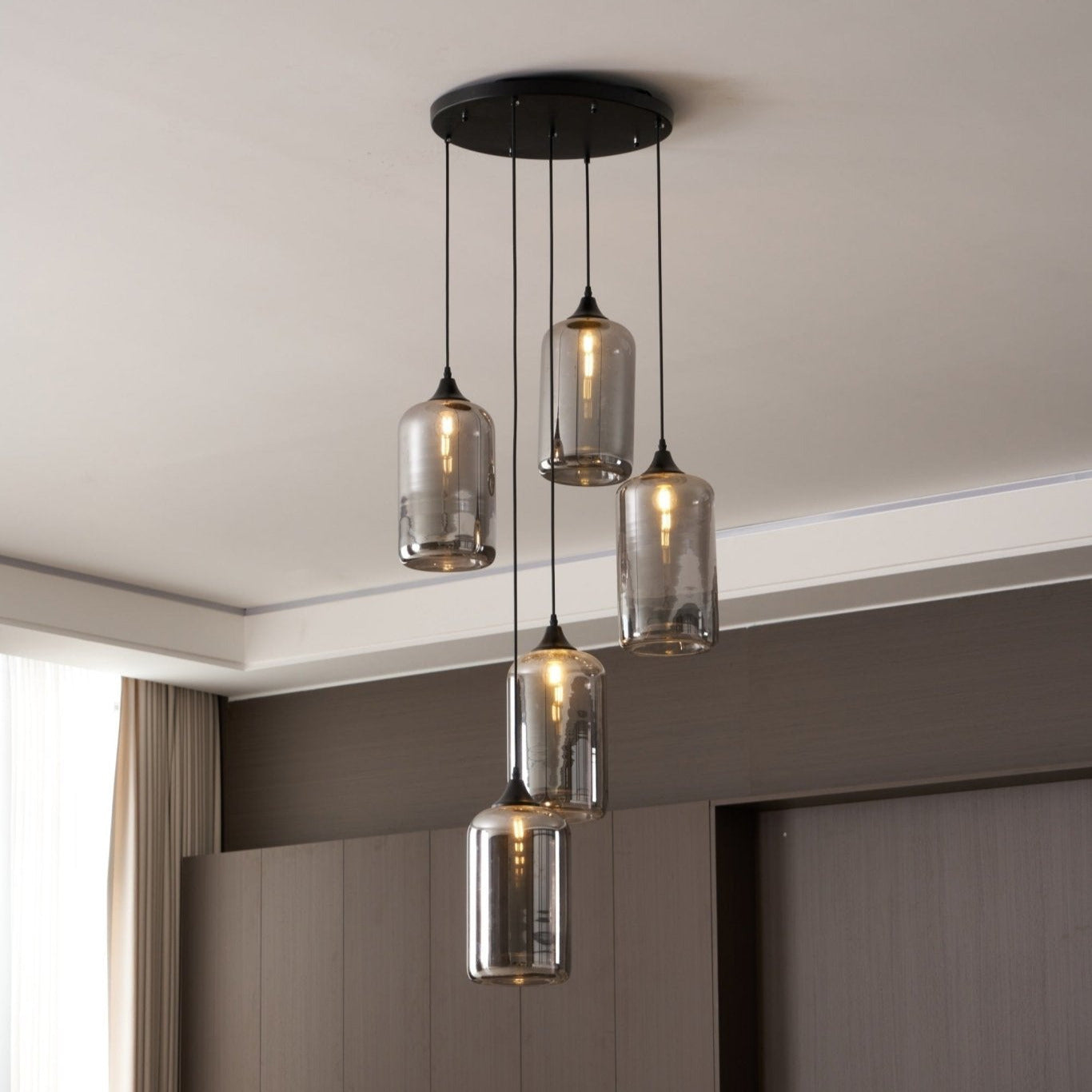 June Minimalist Bottle Glass Pendant Light Smoke Gray