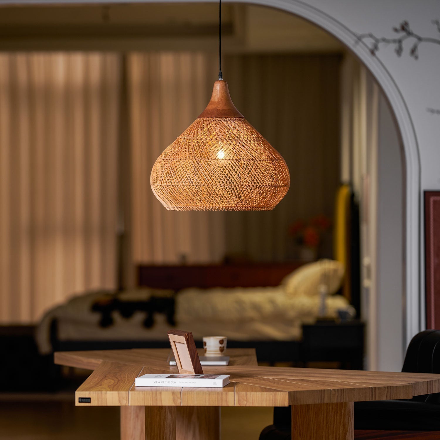 Solavn Light Pendant in Wood of Rattan - Kingsley Beaumont