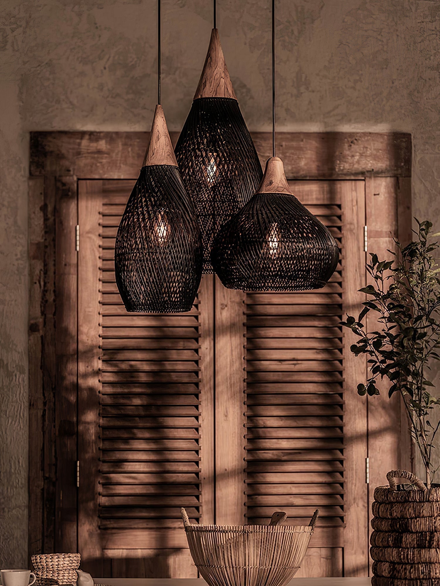Solavn Light Pendant in Wood of Rattan - Kingsley Beaumont