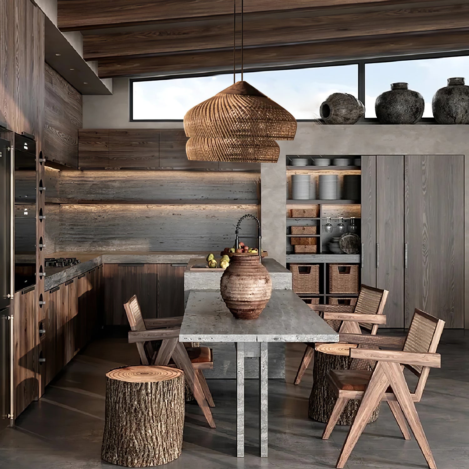 Solavn Light Pendant in Wood of Rattan - Kingsley Beaumont