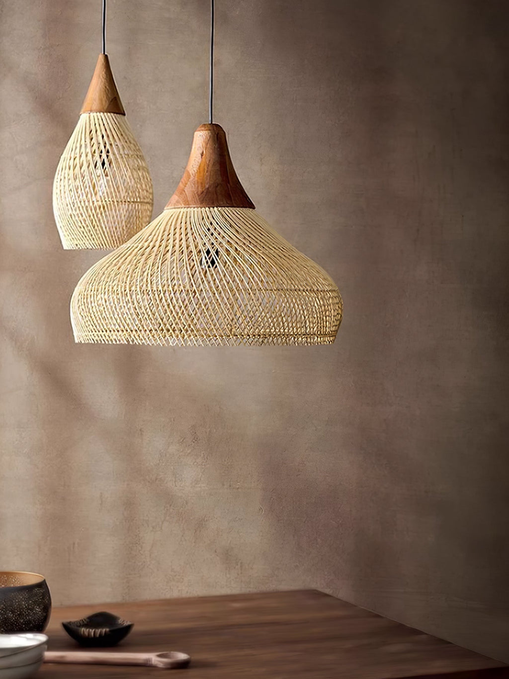 Solavn Light Pendant in Wood of Rattan - Kingsley Beaumont