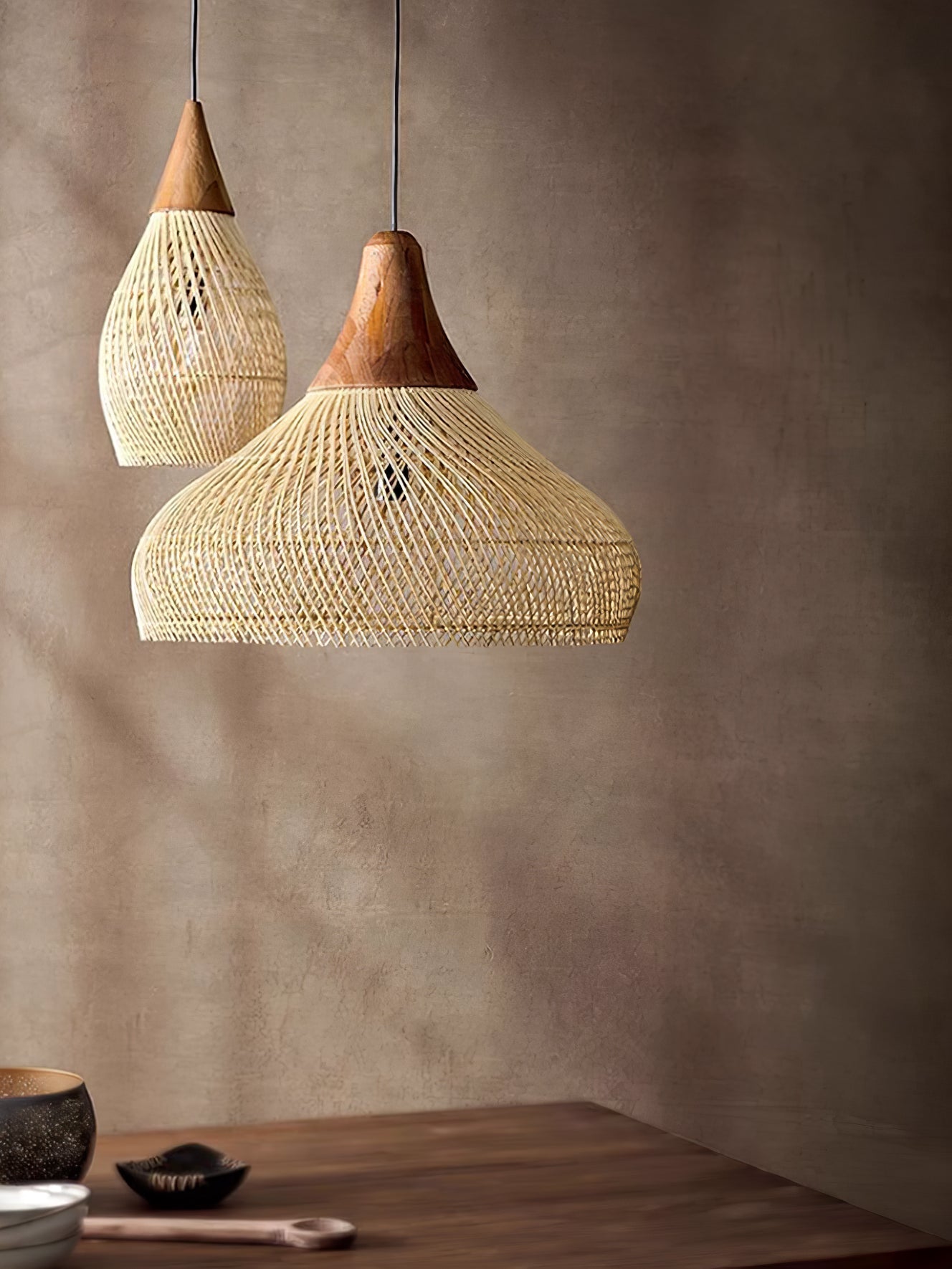 Solavn Light Pendant in Wood of Rattan - Kingsley Beaumont