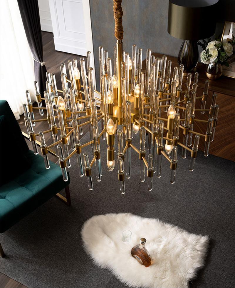 Solara Chandelier Antique Brass Starburst