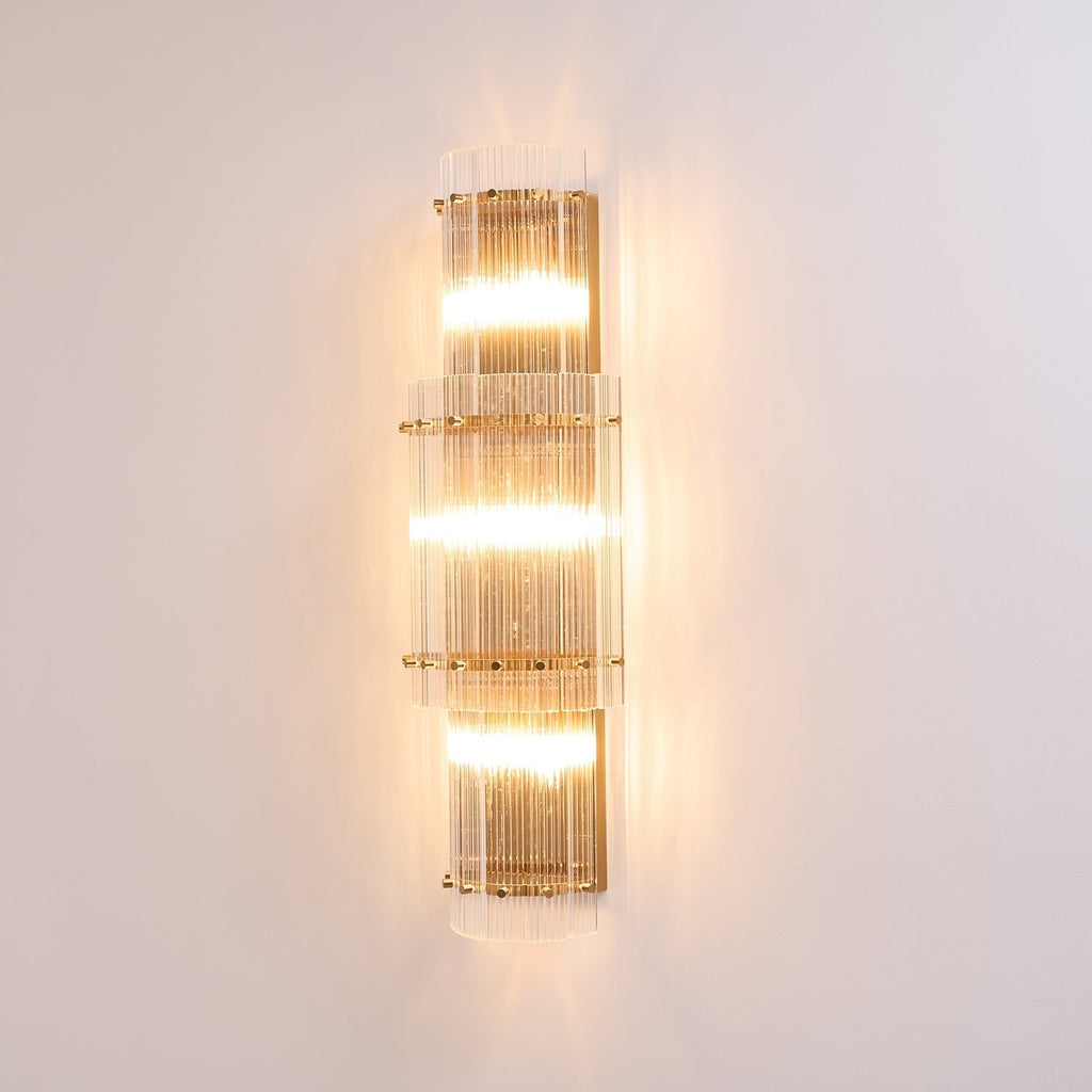 Aurora Wall Light Layered Glass Rods Copper Modern Vertical