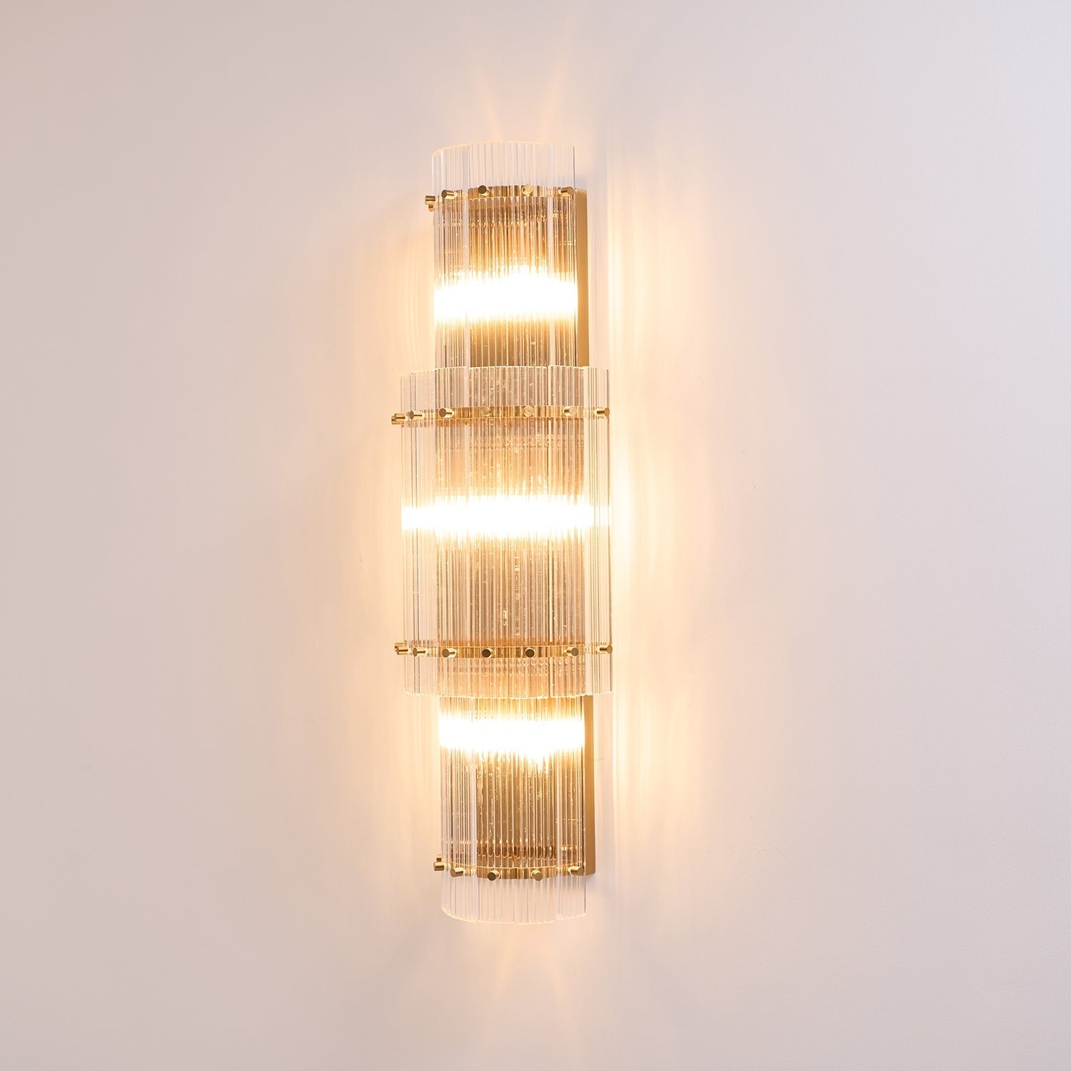 Aurora Wall Light Layered Glass Rods Copper Modern Vertical